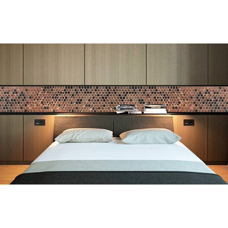 Copper and Black Hexagon Stainless Steel Mosaic Tile Sheets
