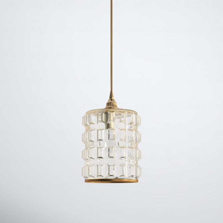 Mini Kenosha Antique Brass 1-Light Pendant with Clear Glass