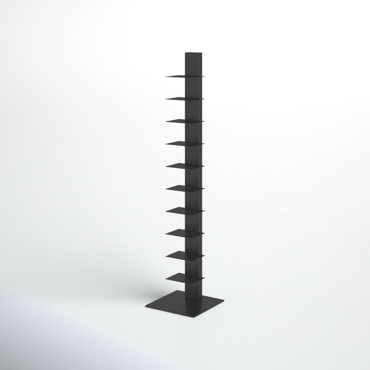 Sapiens Anthracite 60'' Powder-Coated Steel Bookcase Tower