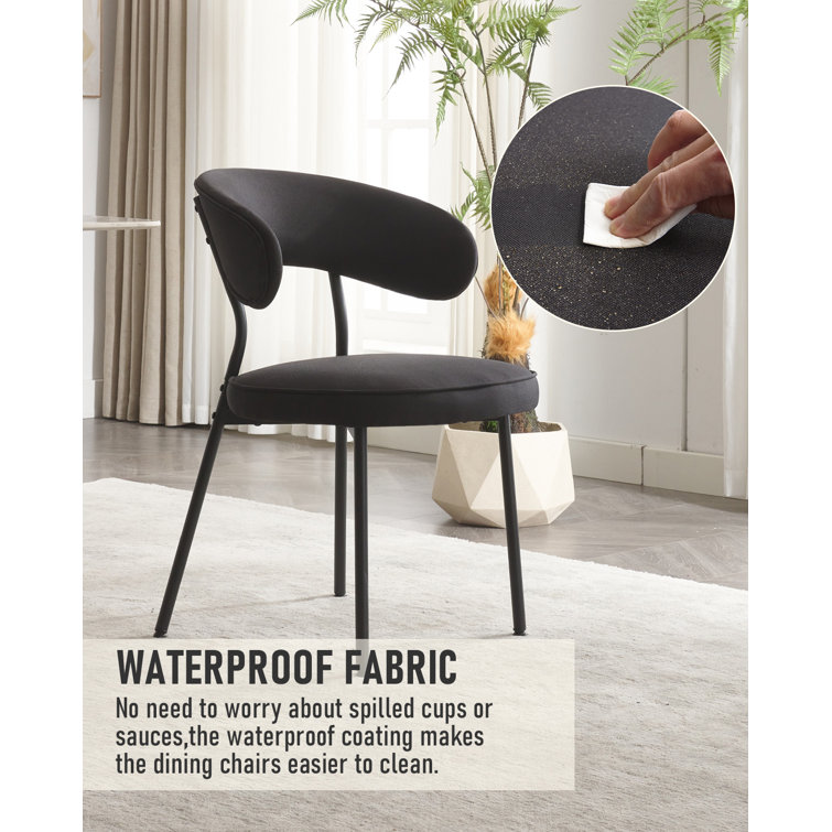 Black Metal Upholstered Mid-Century Modern Side Chair Set