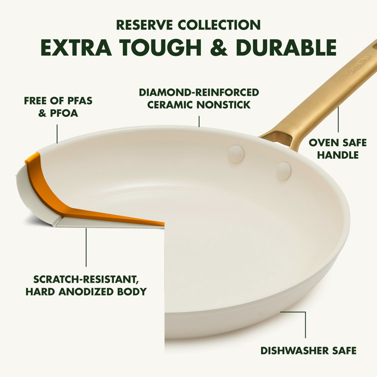 Cream and Gold 10-Piece Ceramic Nonstick Cookware Set