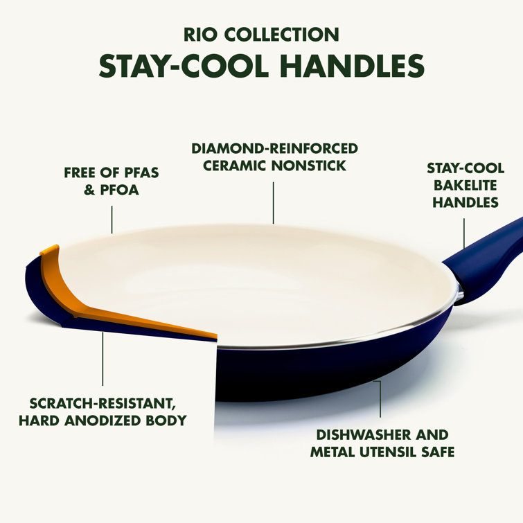 Blue 16-Piece Aluminum Nonstick Cookware Set with Glass Lids