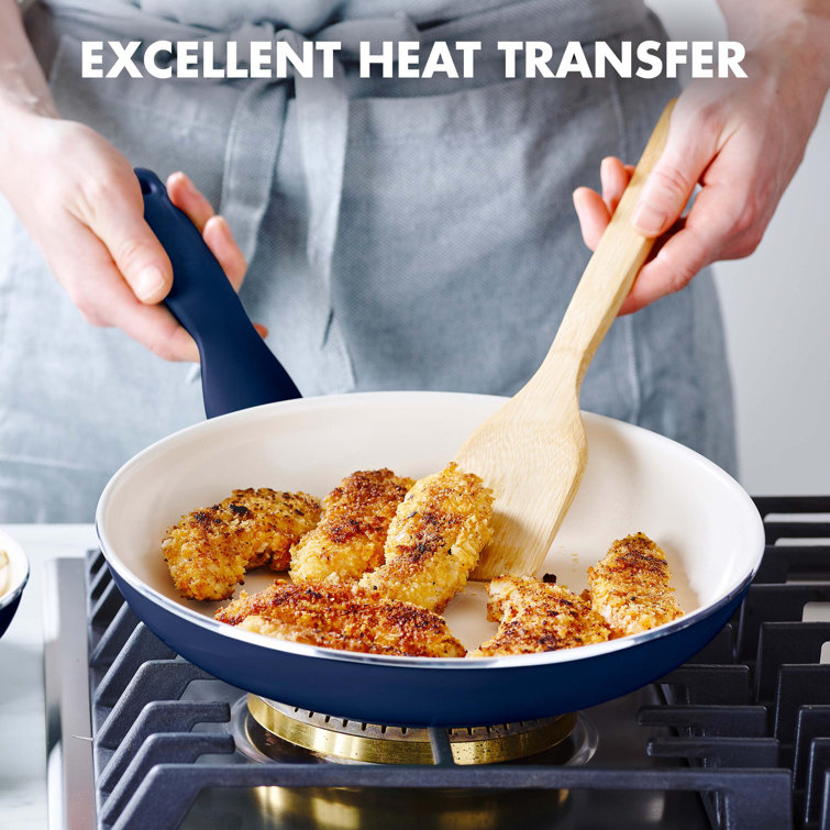 Blue Aluminum Ceramic Nonstick 3-Piece Fry Pan Set
