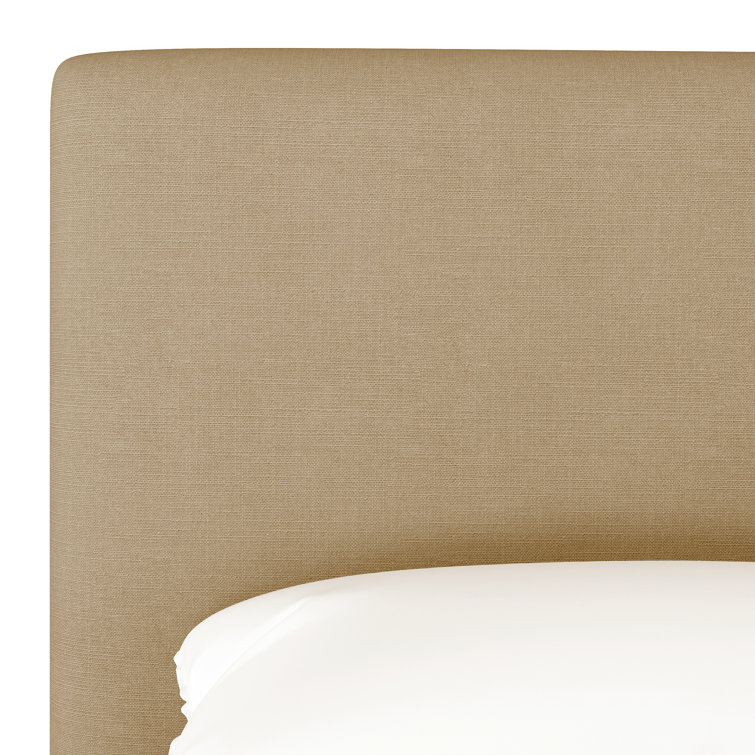Twin Linen Sandstone Upholstered Bed with Pine Frame