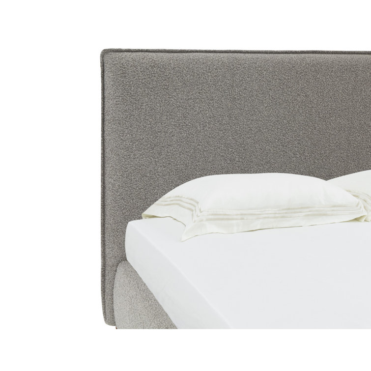 Queen Light Gray Boucle Upholstered Wood Frame Bed with Headboard