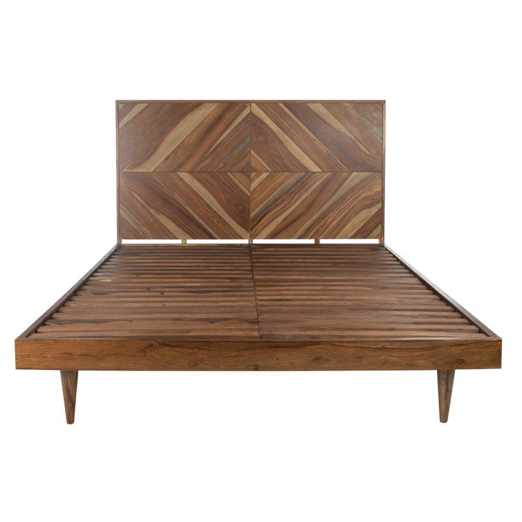 Cora Rose Queen Herringbone Platform Bed with Storage