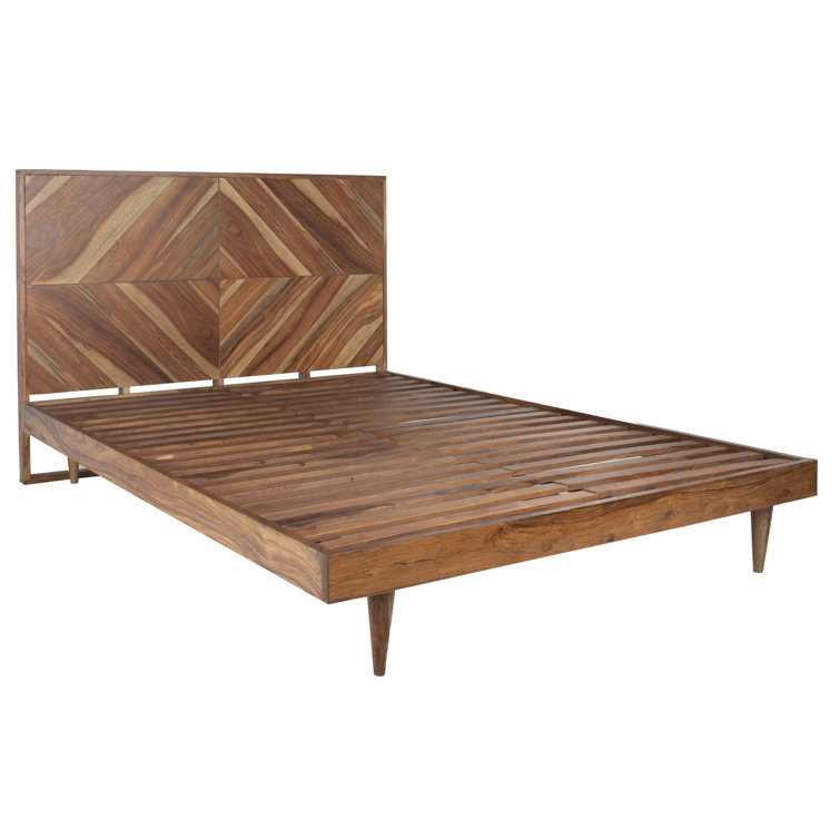 Cora Rose Queen Herringbone Platform Bed with Storage
