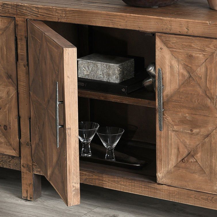 103.5'' Beige Pine Transitional Sideboard with Iron Hardware