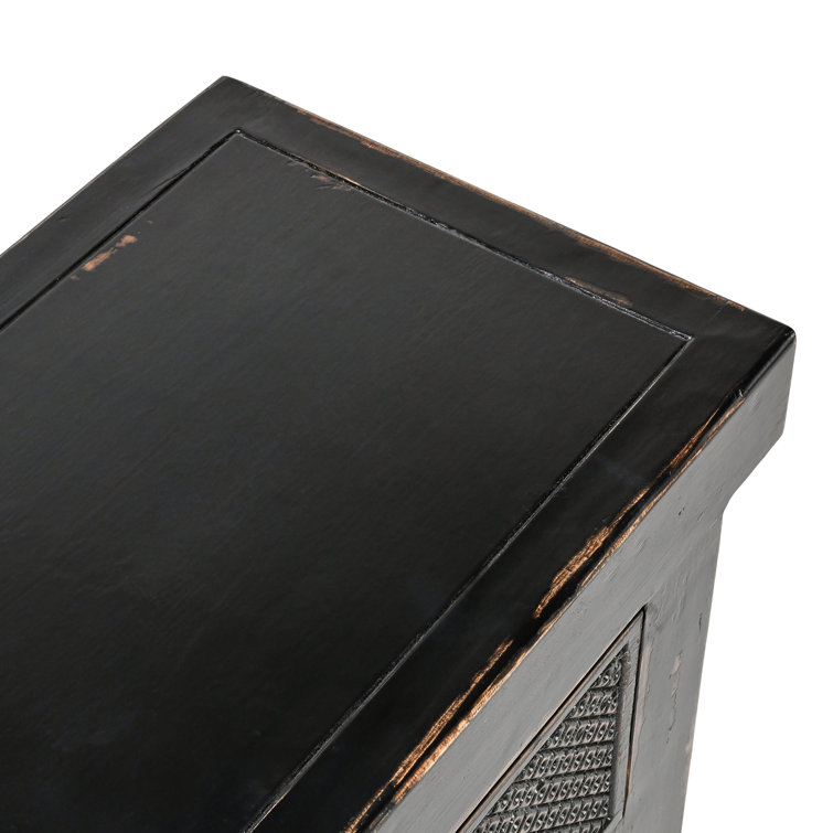 93'' Black Reclaimed Pine Wood Console Table with 11 Drawers
