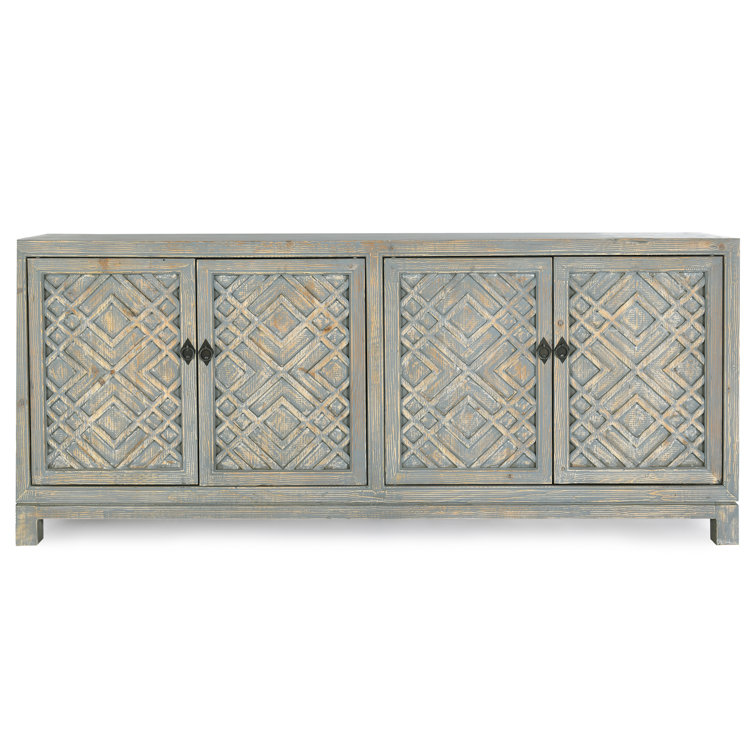 Emila 85'' Distressed Blue Reclaimed Wood Buffet