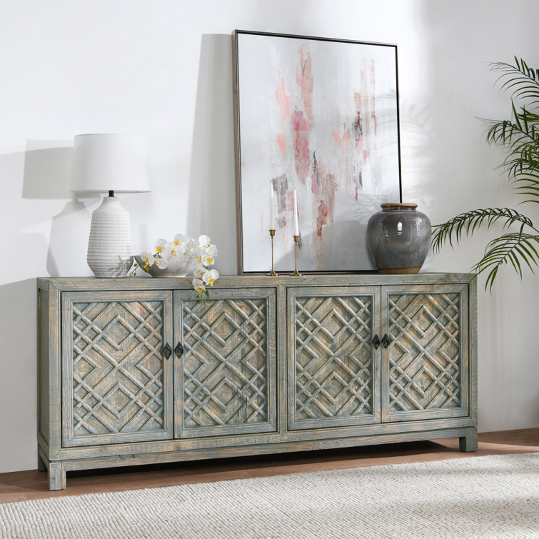 Emila 85'' Distressed Blue Reclaimed Wood Buffet