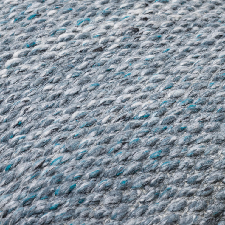 Blue Handwoven Polyester Square Throw Pillow with Down Insert