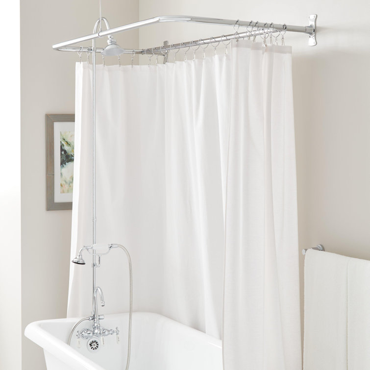 Chrome Multi-head Wall Mounted Tub & Shower Faucet with Porcelain Handles