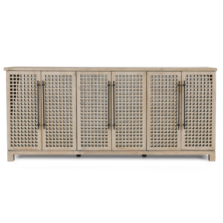 96'' Mirrored Lattice Wood Sideboard