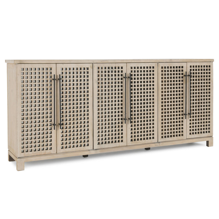 96'' Mirrored Lattice Wood Sideboard