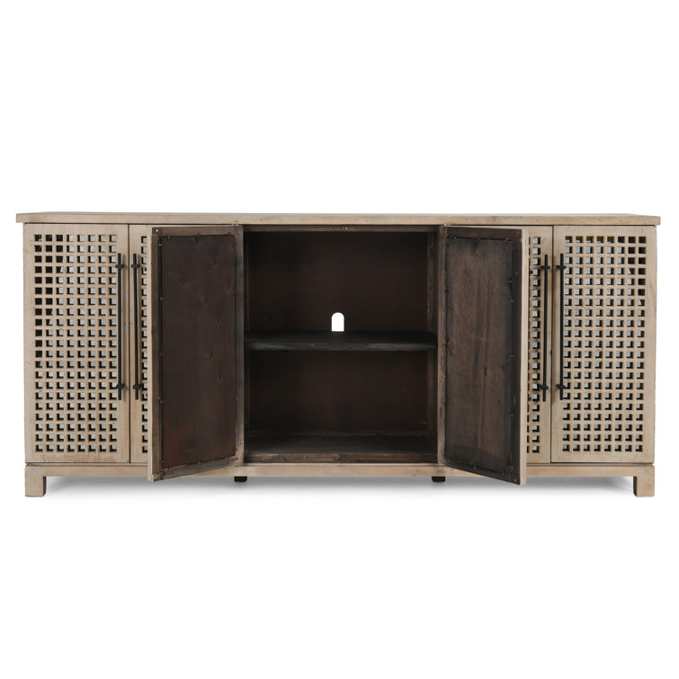 96'' Mirrored Lattice Wood Sideboard