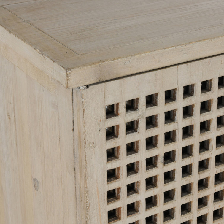 96'' Mirrored Lattice Wood Sideboard
