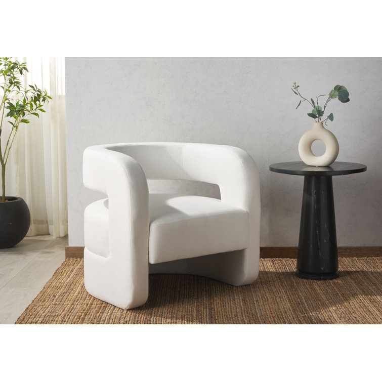 Modern Barrel Black Wood Accent Chair with Cushioned Seat