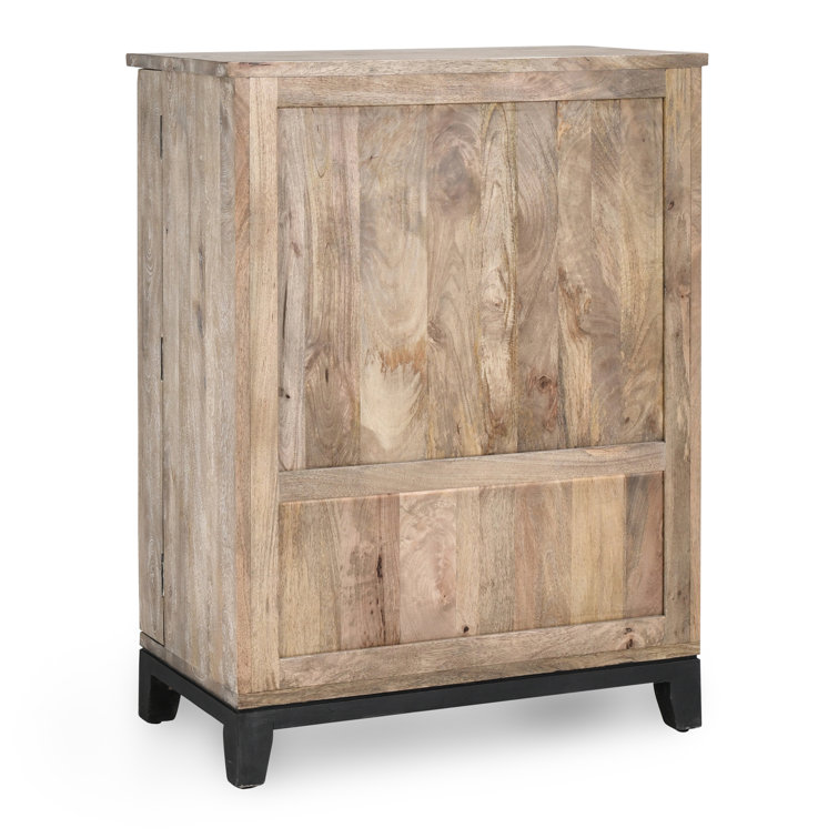 Vivienne Beige and Brown Mango Wood Bar Cabinet