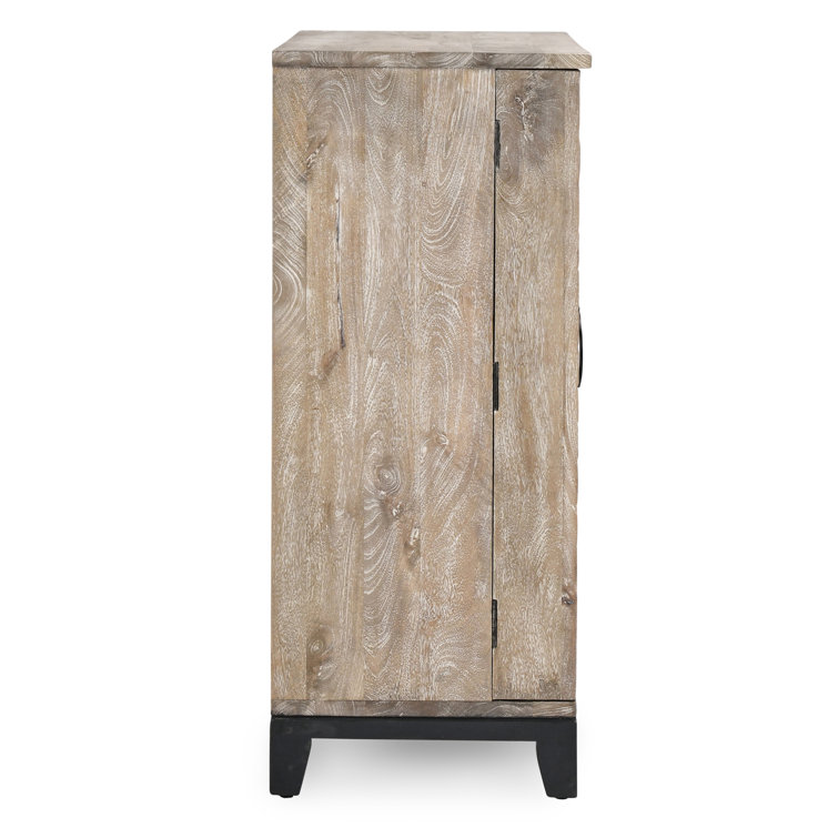 Vivienne Beige and Brown Mango Wood Bar Cabinet