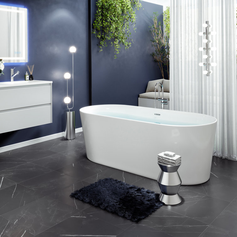 Rejoice 59'' White Acrylic Freestanding Soaking Bathtub