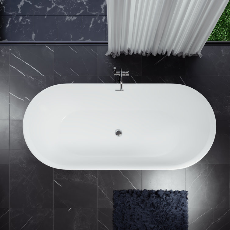 Rejoice 59'' White Acrylic Freestanding Soaking Bathtub