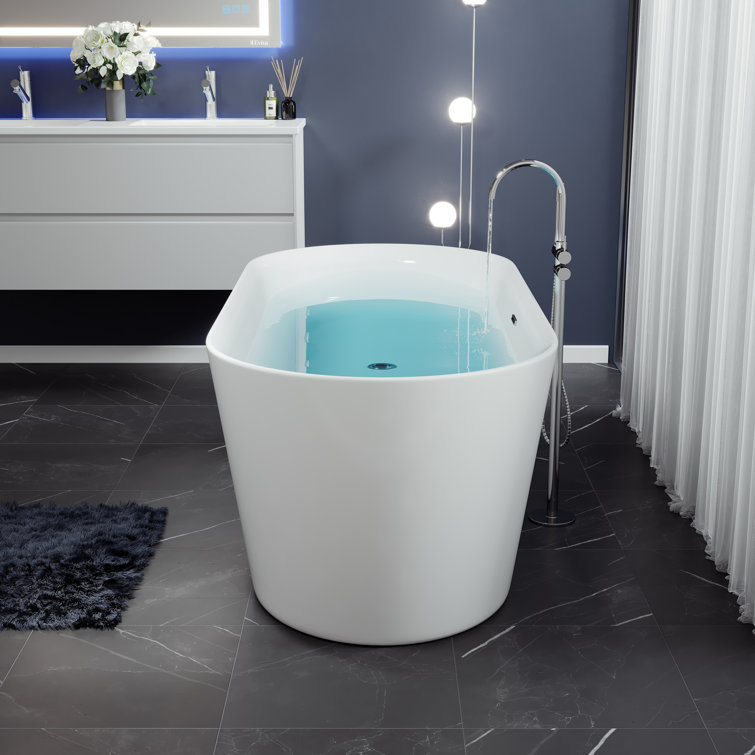 Rejoice 59'' White Acrylic Freestanding Soaking Bathtub