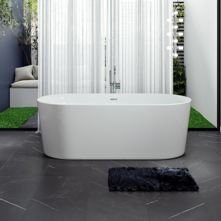 Rejoice 59'' White Acrylic Freestanding Soaking Bathtub