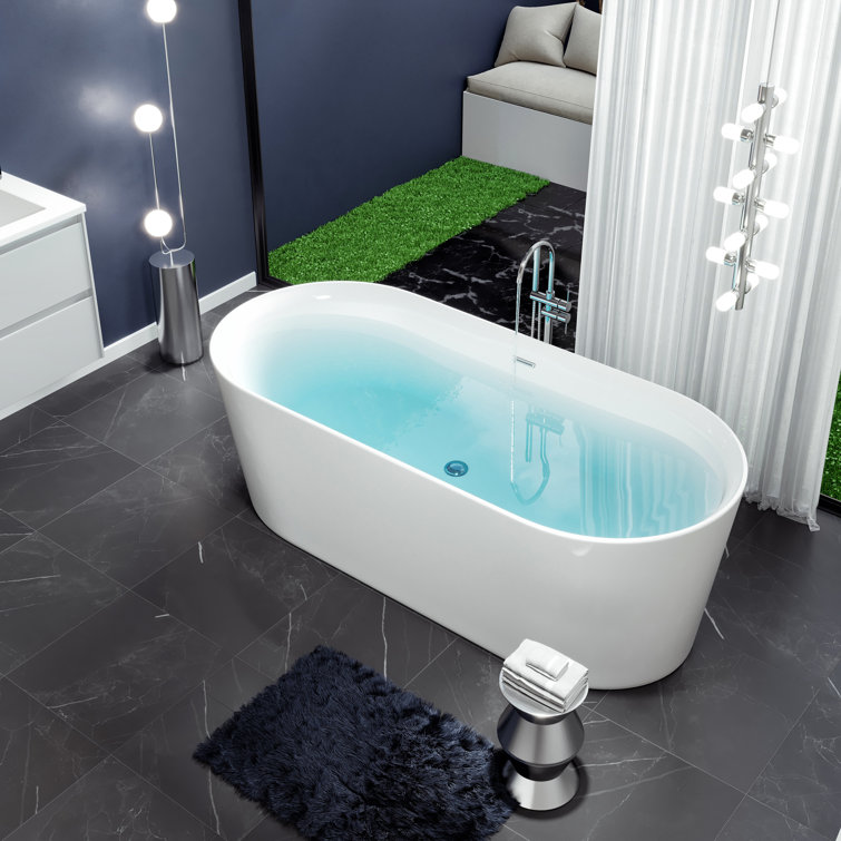 Rejoice 59'' White Acrylic Freestanding Soaking Bathtub