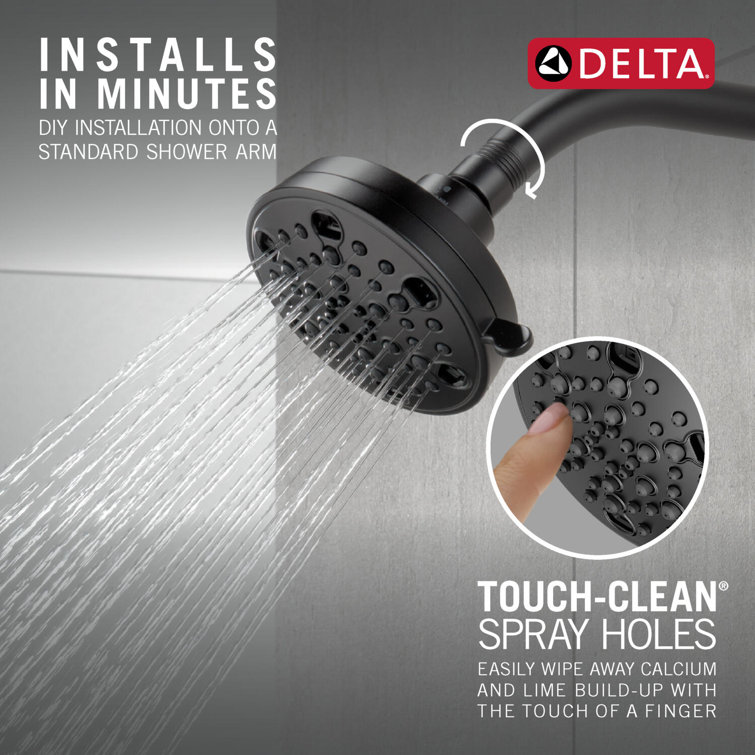 Matte Black Stainless Steel Multi-Setting Wall Mount Shower Head