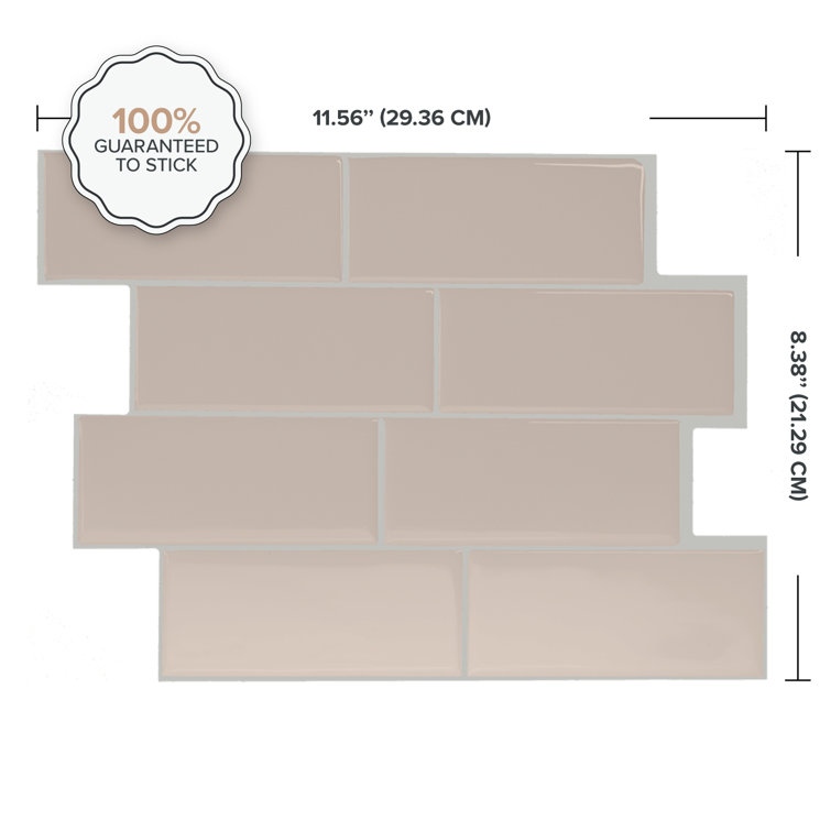 Metro Tripoli Beige Glossy Peel and Stick Wall Tile