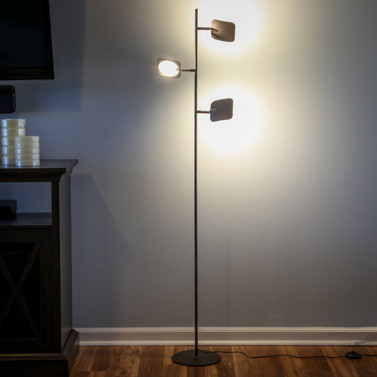 Bronze Touch-Sensitive 60" LED Floor Lamp with 3 Adjustable Heads