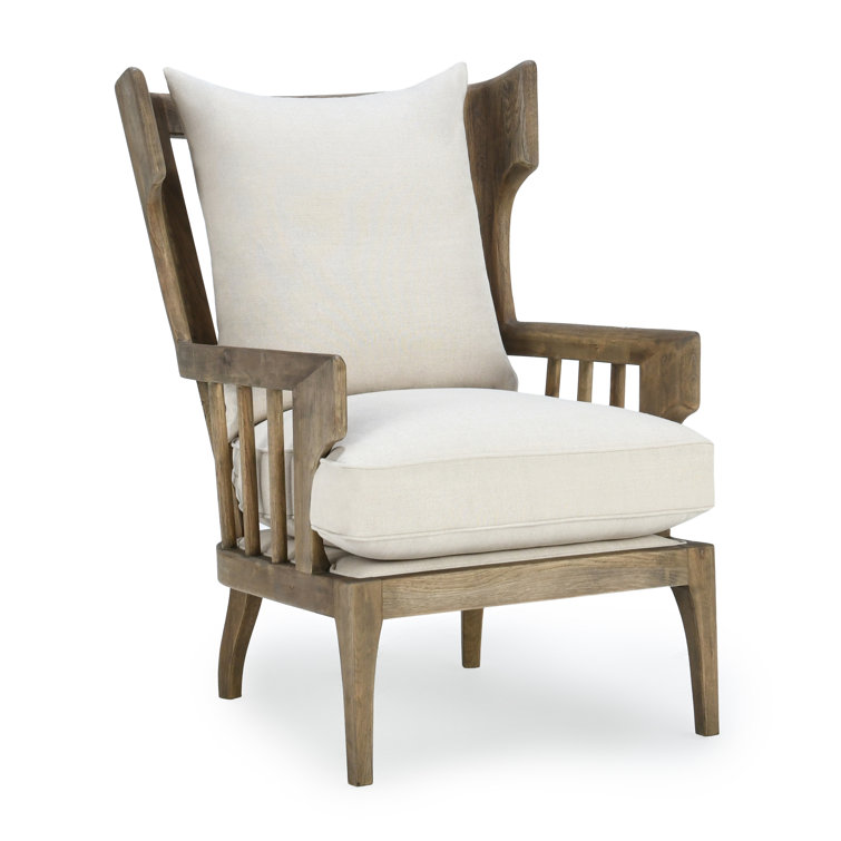Natural Beige Handcrafted Oak Accent Chair