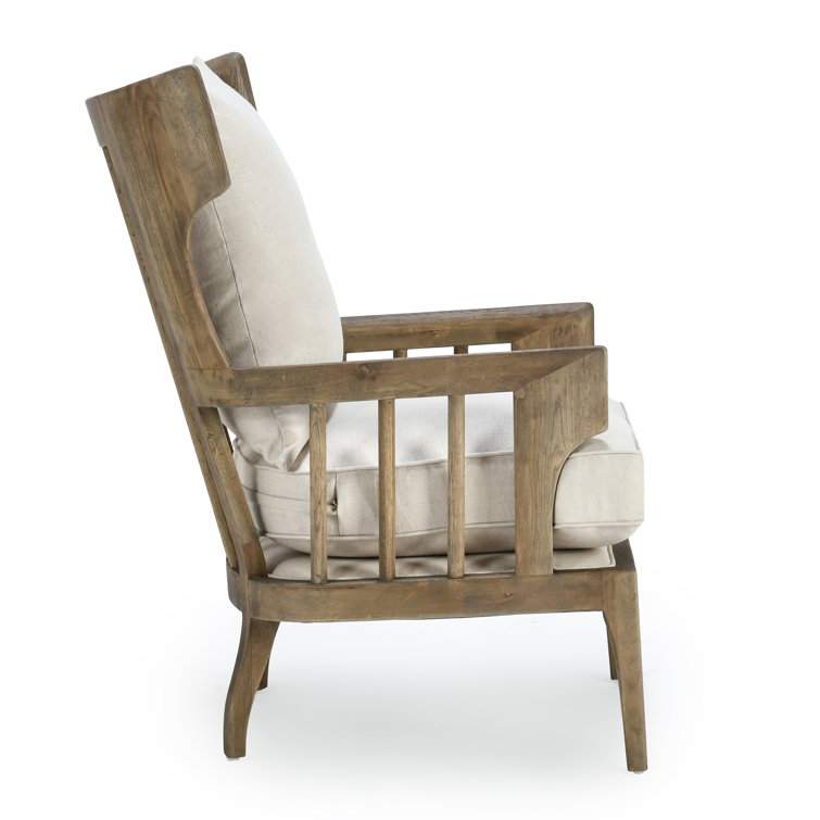 Natural Beige Handcrafted Oak Accent Chair