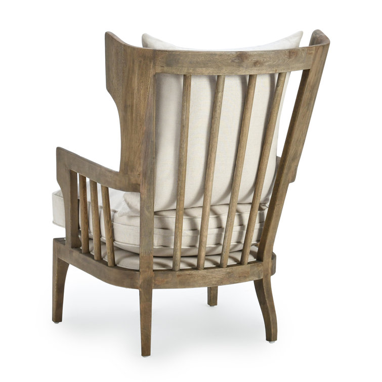 Natural Beige Handcrafted Oak Accent Chair
