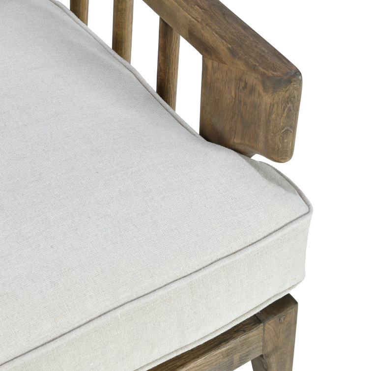 Natural Beige Handcrafted Oak Accent Chair