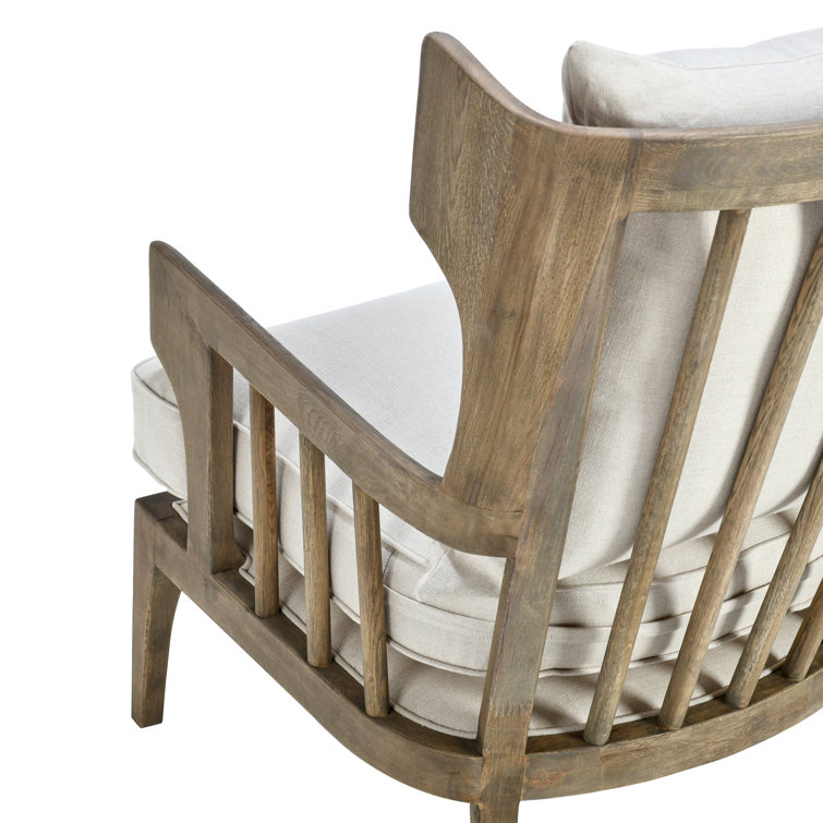 Natural Beige Handcrafted Oak Accent Chair