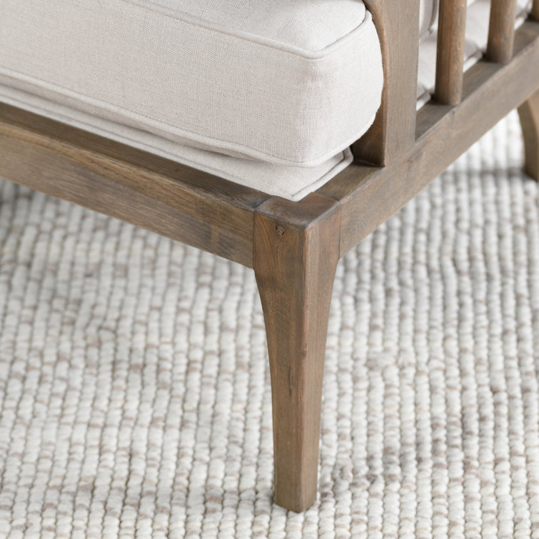 Natural Beige Handcrafted Oak Accent Chair