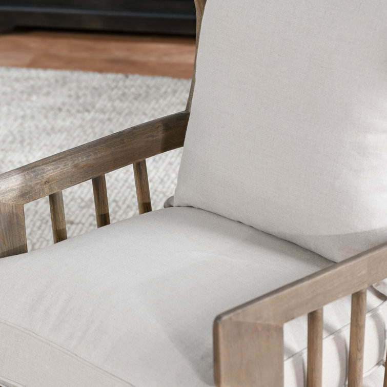 Natural Beige Handcrafted Oak Accent Chair