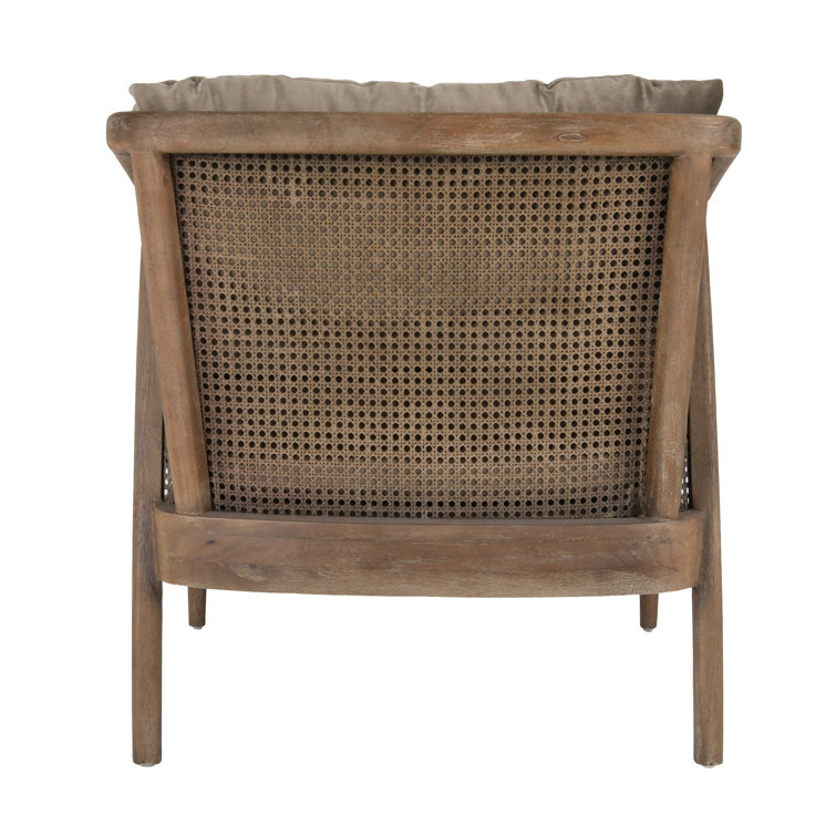 Handcrafted Brown Velvet and Wood Accent Chair