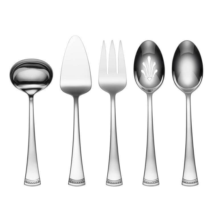 Polished Stainless Steel 5-Piece Hostess Set with Flared Handles