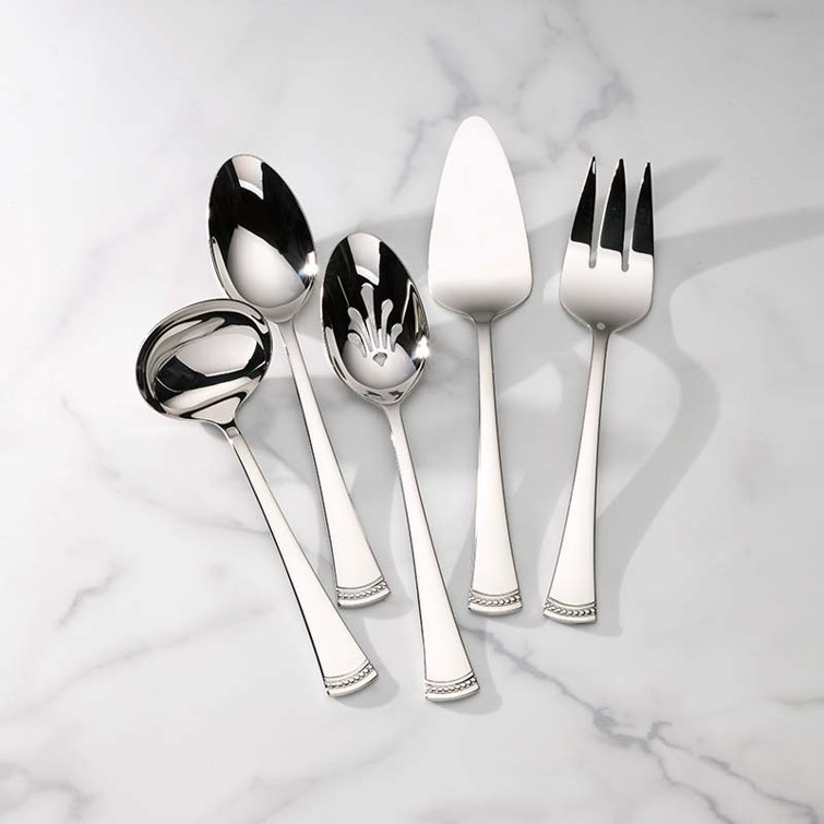 Polished Stainless Steel 5-Piece Hostess Set with Flared Handles