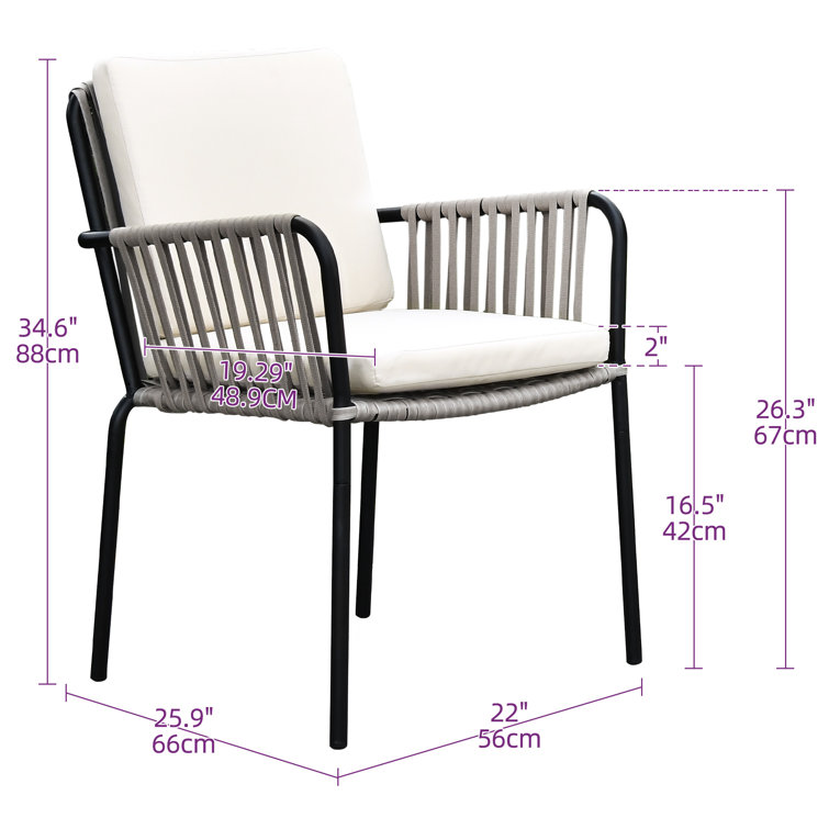 Edda Outdoor Stacking Dining Armchair with Cushion
