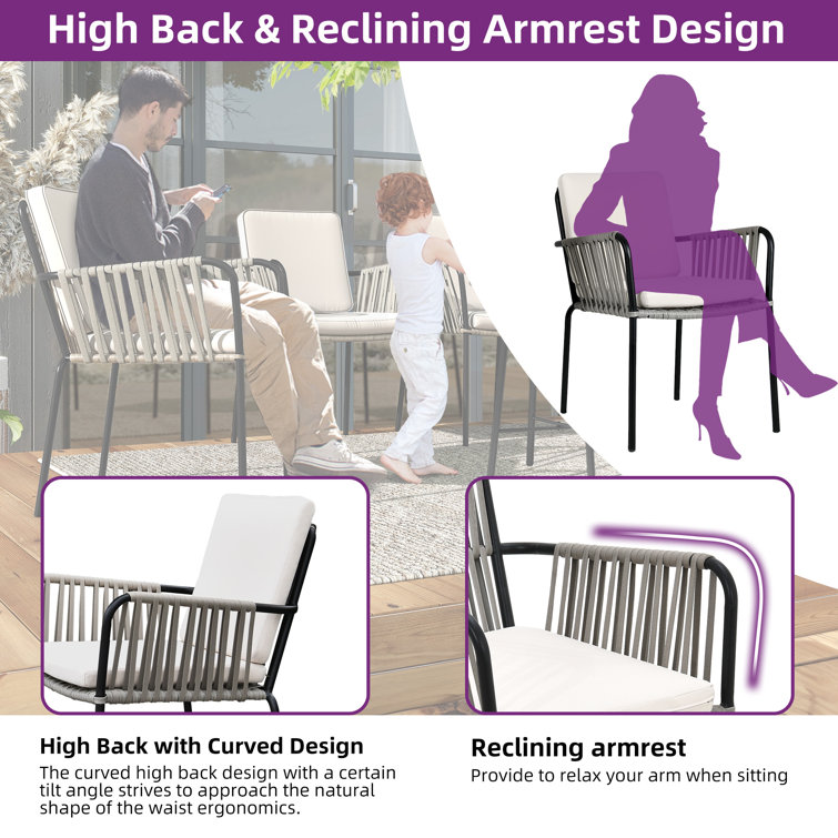 Edda Outdoor Stacking Dining Armchair with Cushion
