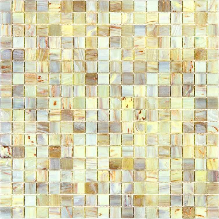 Parchment Beige and Yellow Glass Mosaic Tile for Wall and Floor