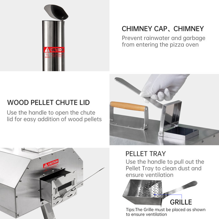 Portable Stainless Steel Wood-Fired Outdoor Pizza Oven with Timer