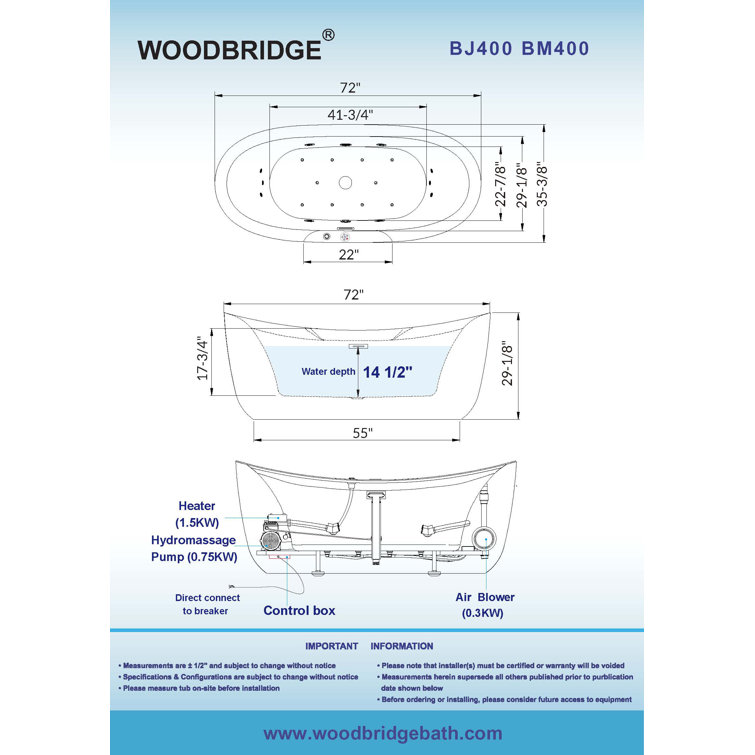 72" White Acrylic Freestanding Whirlpool Bathtub with Matte Black Hardware