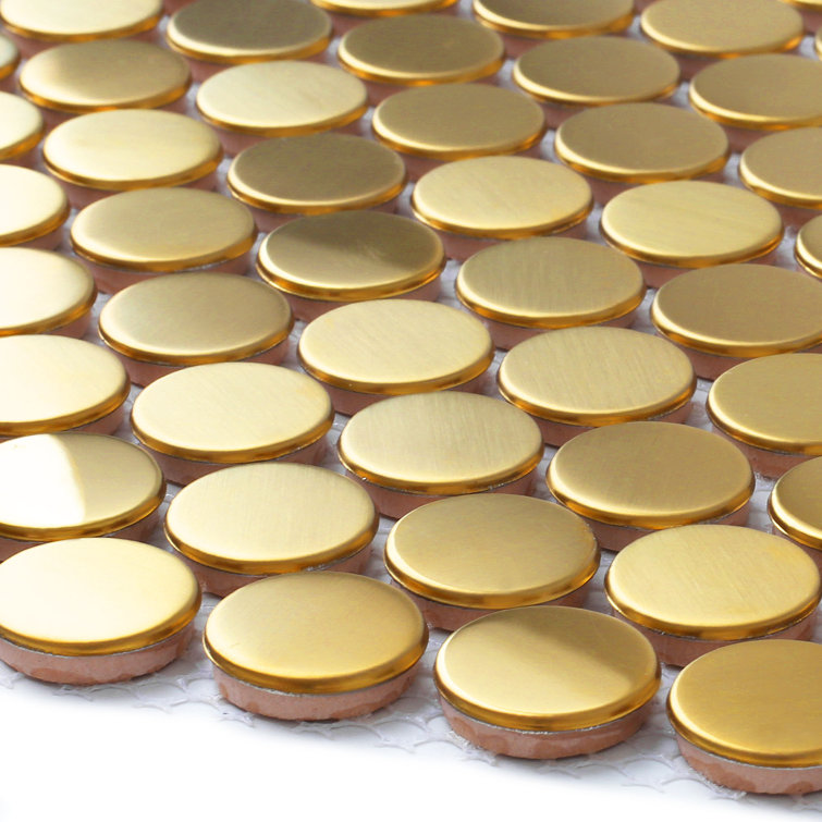 Gold Penny Round Stainless Steel Mosaic Tile Sheet