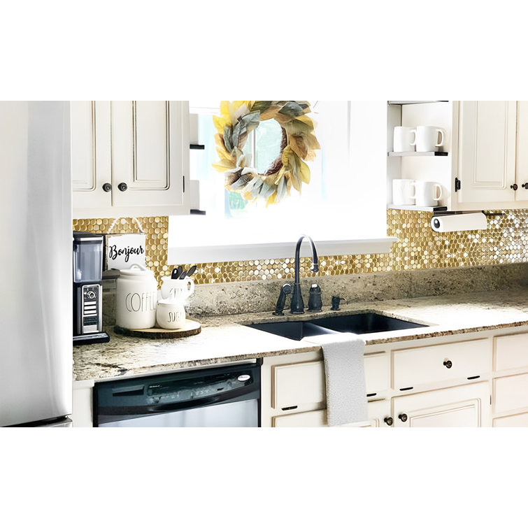 Gold Penny Round Stainless Steel Mosaic Tile Sheet