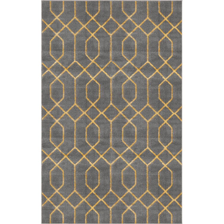 Gray and Gold Trellis 8' x 10' Rectangular Area Rug